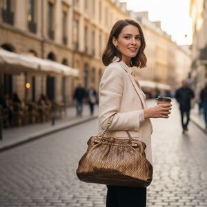 Charming Charlie Gold Brown Shoulder Bag